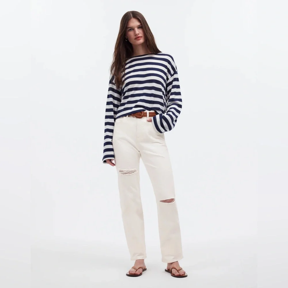 💜 NWT Madewell Tile White The Petite '90s Straight Jean Size 29P - Picture 2 of 11